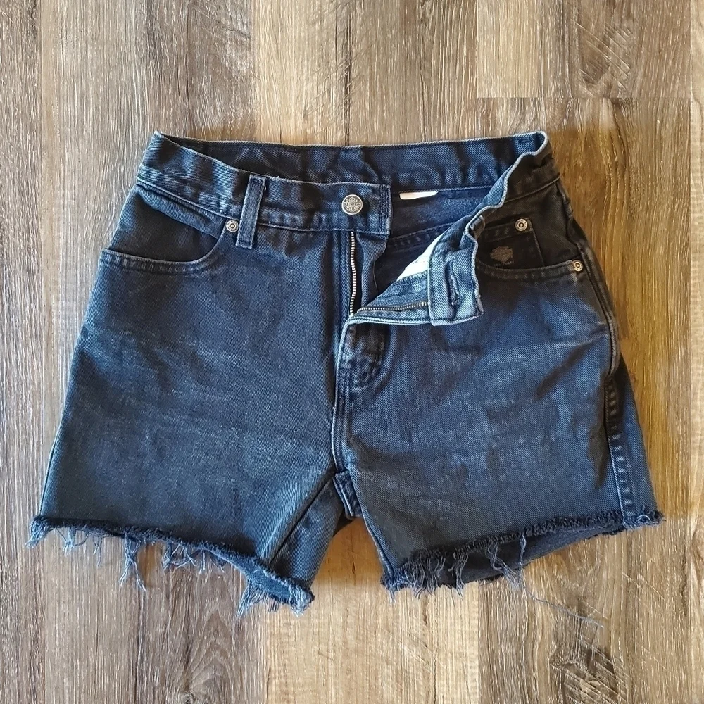 HARLEY Davidson Black Denim Shorts Size 4
